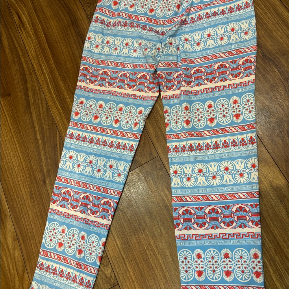 Blue and Coral Patterned Pants